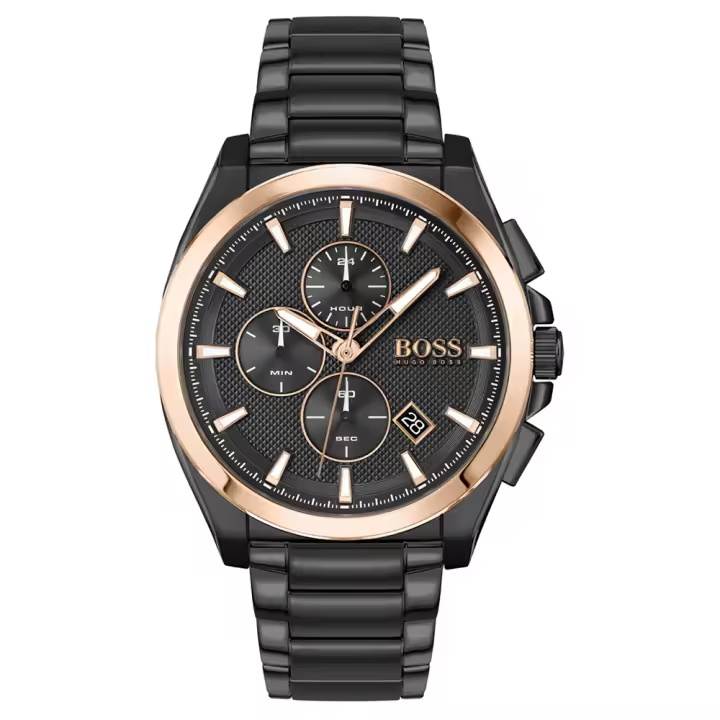 Reloj Hugo Boss de Hombre Analogico Cuarzo Negro Brazalete 1513885, Diámetro 46MM - 1