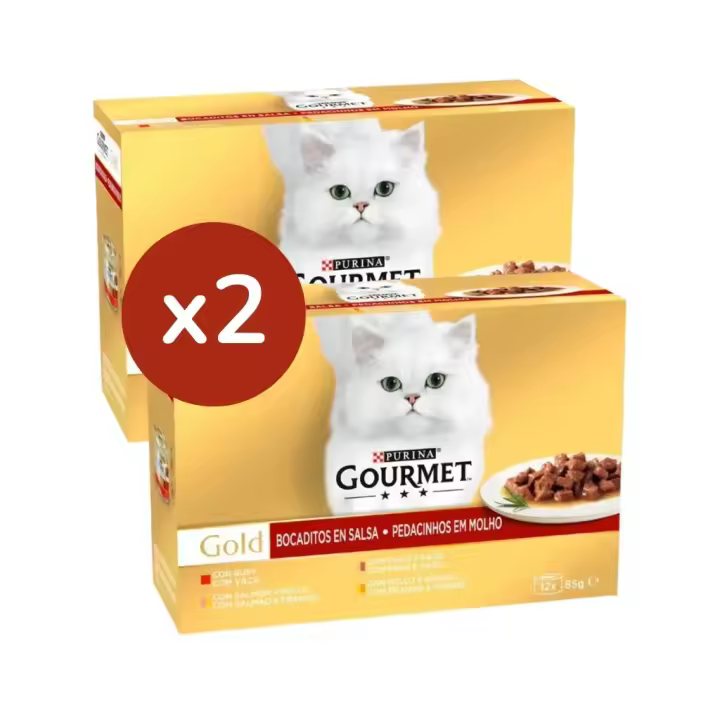 GOURMET - Gold [PACK AHORRO] (24x85 gr) - Bocaditos en salsa Multipack surtido de Carnes y Pescado (2 Cajas de 12x85 gr) - 1