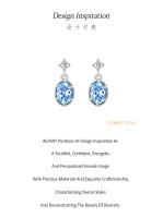 Zenyth-Pendientes Pequeños y frescos de Plata S925 with form de Lágrima del océano, with circonitas ovaladas de color Azul Claro, joyería versátil para las orejas de Nicho para Mujer. - details 1