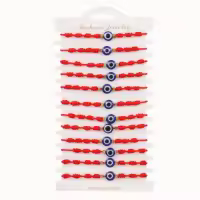 Pulsera De Ojo De Diablo Teñida De Rojo Con Hilo Trenzado 12pcs/set Accesorio Exótico Para Hombres Y Mujeres - details 0