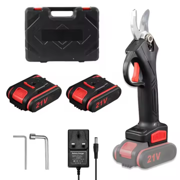 Tijeras de podar eléctricas inalámbricas, herramienta de jardinería eficiente para árboles frutales, bonsái, 21V Cortadora de césped eléctrica sin cuerda Enchufe UE con 2 baterías - 1