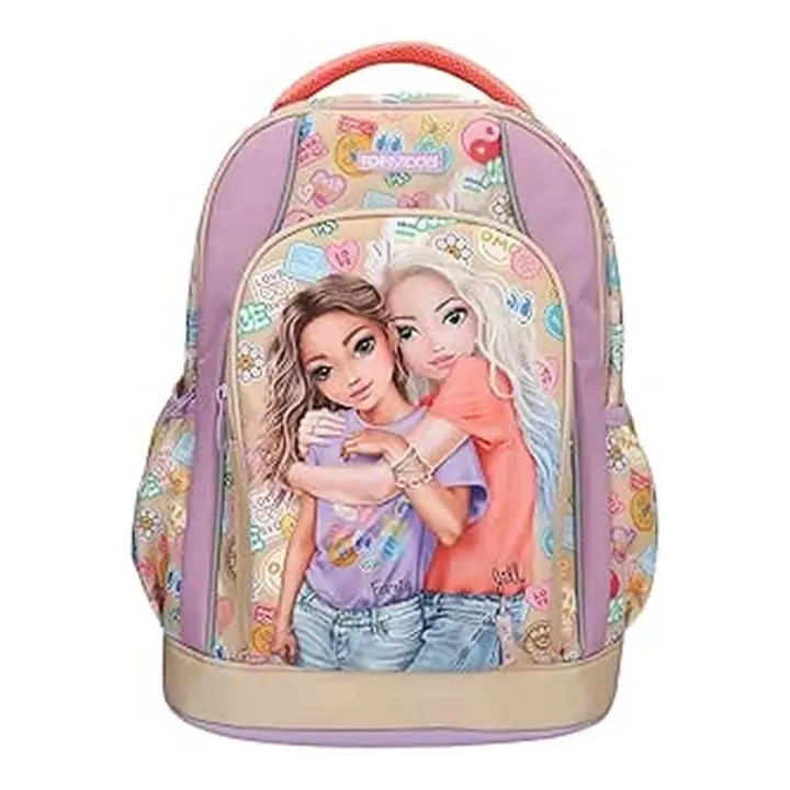 Depesche TopModel Girl Power Mochila Escolar Beige y Morado 13285 - 1