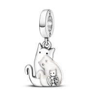 925 Plata Esterlina Encantador Gato Uña Rosa Charms Bolas Para Pulsera Original 3mm Joyería Fina Hecha a Medida Cumpleaños Fiestas Aniversarios Bodas Compromisos - details 1
