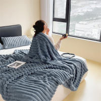Manta Gruesa De Color Sólido Con Rayas Anchas Manta Suave Y Cálida Para Sofa Y Cama Cubierta De Tela Decorativa Para Dormitorio En Casa Estilo Geométrico - details 19
