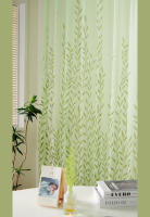Lona De Tule LEEJOOM Cortina Transparente Hoja De Arce Verde Proceso De Impresión En Pantalla Decoración De Ventana Para El Hogar Moderno - details 1