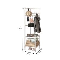 LUTODY - Perchero de pie, Zapatero, Compacto de varios niveles, Organizador esquinero de prendas y zapatos, Vertical, Tubo metal, Vestidor portátil para recibidor, Entrada auxiliar, Sala de estar, Salón, Ligero y resistente - details 5
