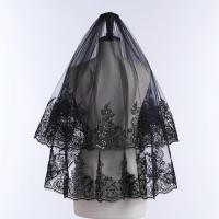 Nueva Llegada Velo De Novia De 2 Capas Borde Aplicado Novia Negra Corto Vela De Boda Lace Bridal Veils Boda 2025 Para Mujeres - details 0