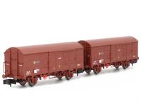 ARNOLD - SET 2 VAGONES CERRADOS TIPO J2 RENFE COLOR ROJO OXIDO - ESCALA N (1/160) - ARNOLD HN6523 - details 1