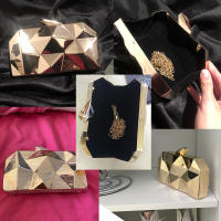 Bolso De Mano Para Mujer 2021 Mini Geométrico De Fiesta Noche Bolso De Hombro Cruzado Dorado Estilo Vintage Bolsos De Mujer - details 0