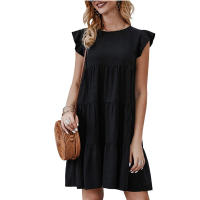 Vestido Mini Elegante Para Mujer Con Volantes Estilo Harajuku Casual Sin Mangas Cuello Redondo A-Line Vintage Para Playa Y Fiestas - details 8
