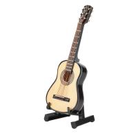 Guitarra De Madera Miniatura 10cm Con Soporte Decoración De Escritorio Instrumento Musical Ornamento Artesanal Para Coleccionistas - details 2