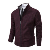 Chaqueta De Cuello Alto Para Hombres Invierno Fleece Cashmere Cardigan Zip up Smart Casual Outerwear Con Bolsillos Técnica De Tejido Por Computadora - details 6