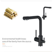 Grifo De Cocina Con Filtro Y Purificador De Agua Montado En Plataforma Giratorio 360° Doble Manillera Acero Inoxidable Moderno - details 5