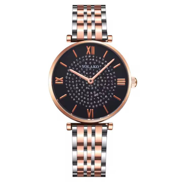 Reloj para mujer con estrellas, correa de acero inoxidable, movimiento de cuarzo, un reloj de lujo y elegancia para la mujer - 1