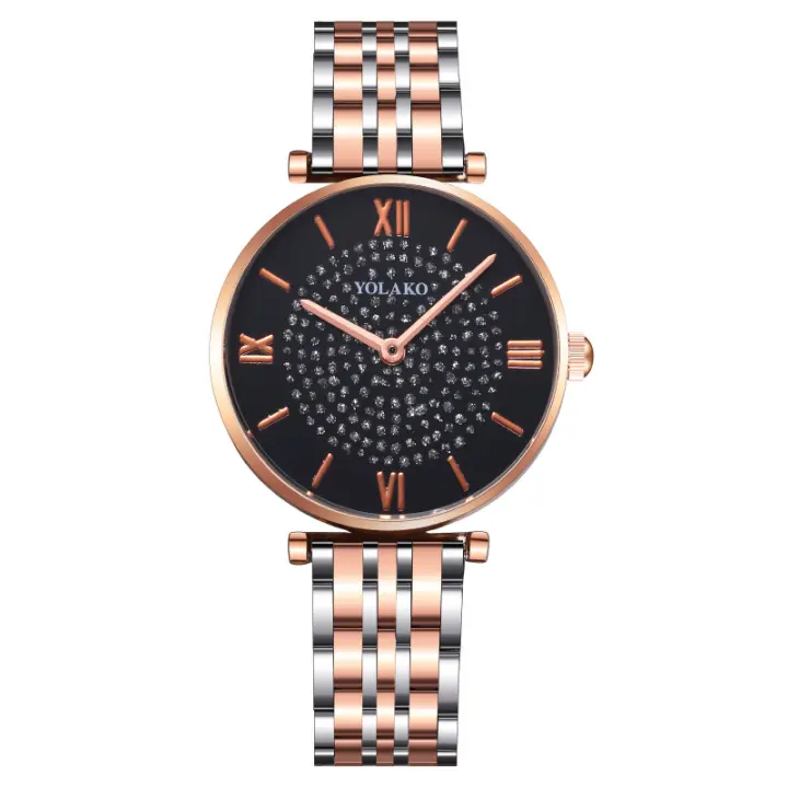 Reloj para mujer con estrellas, correa de acero inoxidable, movimiento de cuarzo, un reloj de lujo y elegancia para la mujer - 1