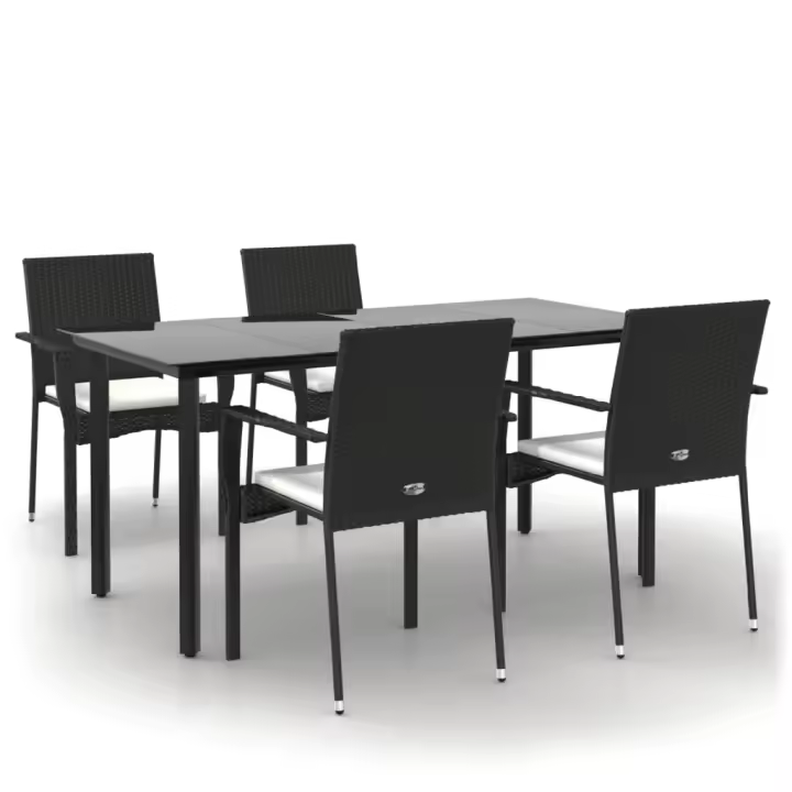vidaXL Set de muebles jardín 5 pzas con cojines ratán sintético negro - 1