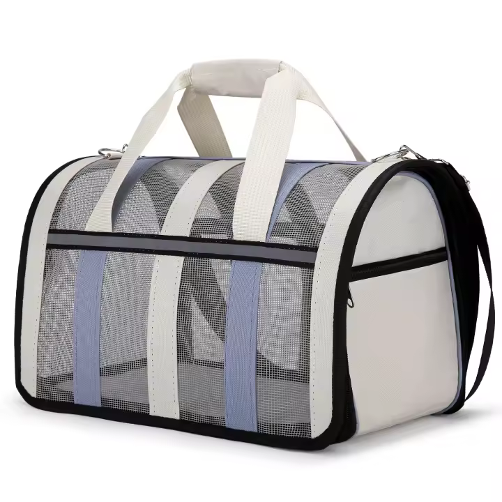 Los gatos salen, nuevo estilo, bolsa portátil para gatos, bolsa portátil para mascotas, bolsa plegable de poliéster suave para gatos, verde hierba y gris - 48*27*27cm - 1
