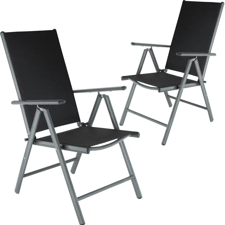 Tectake - Sillas de jardín plegables de aluminio, Estructura de aluminio revestido, muy estable y ligera, Plegables y con malla sintética transpirable, Respaldo alto y reclinable en 7 posiciones, muy cómodas - 1