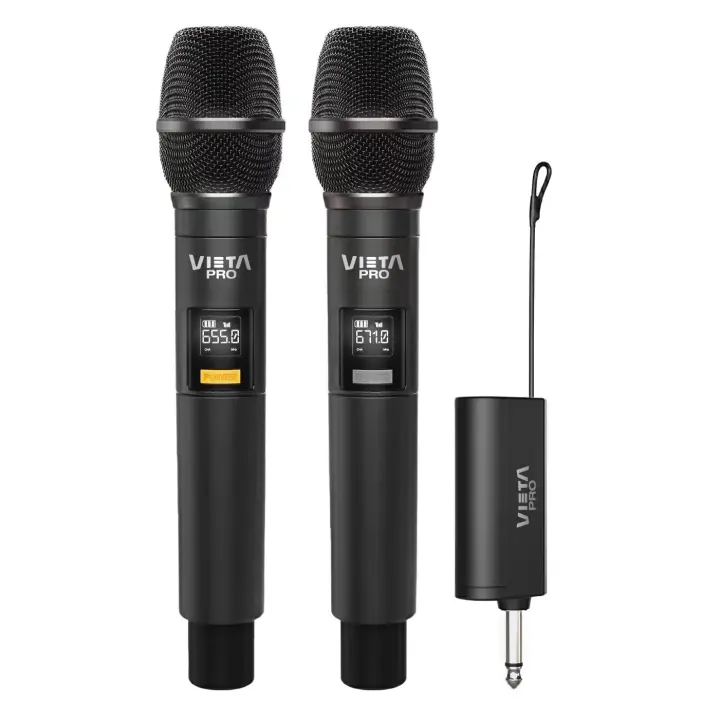 Vieta Pro Pack de micrófonos inalámbricos, Party Mic Duo, Conector USB-C, 6.5 mm Mono Jack, Baja interferencia y un Receptor de hasta 12 Horas de duración. - 1