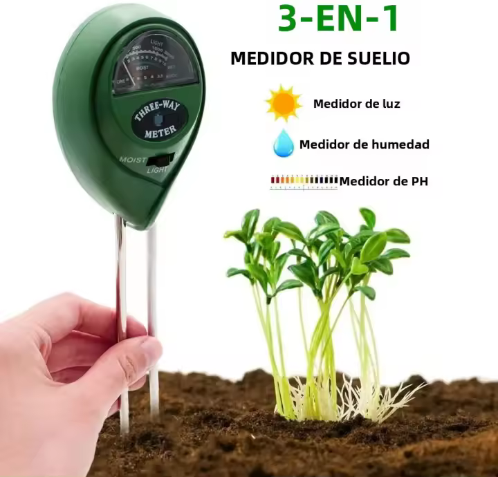 Kit De Prueba De Tierra Para Plantas Con Medidor De Humedad Y pH 3 En 1 Herramienta De Acidez Y Luz Para Flores Y Jardín - 1