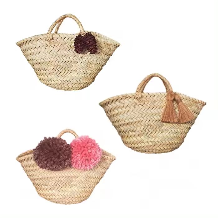 3 Cestas playa Capazos Mini sin decorados para niñas de arras Medidas: 27 x 24 x 17 cm - 1