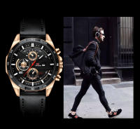 Reloj De Pulsera De Cuero Negro 46mm Estilo Militar Grande Movimiento De Cuarzo Con Calendario Decorativo Resistentes Al Choque Y Agua Para Hombre - details 5