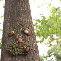 Estatua De Árbol Riómano Para Jardín Patio Exterior Escultura De Rostro Divertido Y Encantadora En Resina Estilo Antiguo - details 10