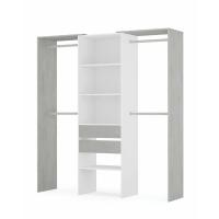 Meimon Armario vestidor con estantes, 2 cajones y 4 barras de colgar. Fabricado en tablero melaminizado tipo E1. Interior blanco, cajones en MDF con guías metálicas, estantes regulables, barras extraíbles de aluminio. Color cemento y blanco Artik - details 0