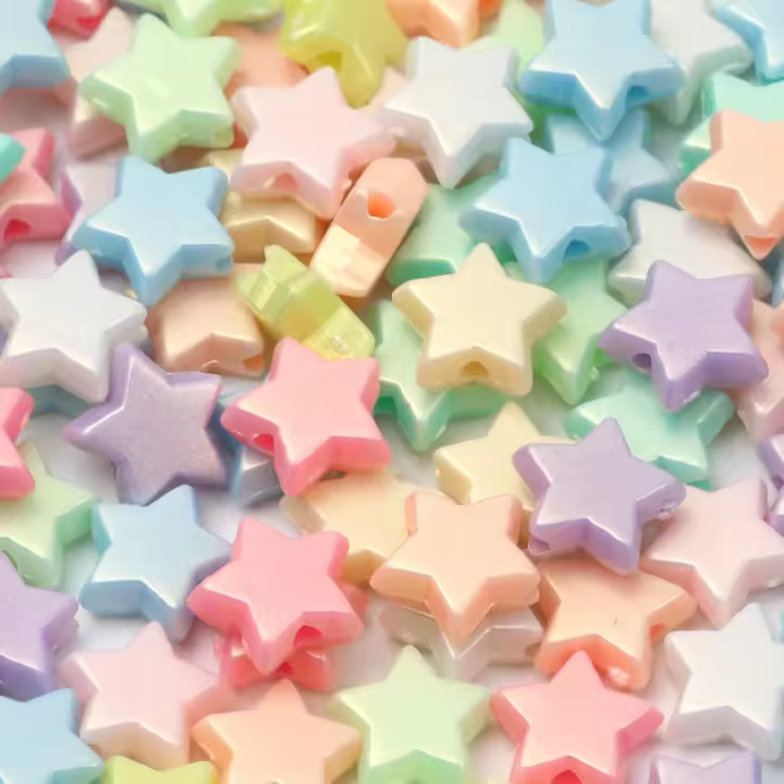 100pcs Encantos Acrílicos Estrella Bolas Pentagrama Espaciador Libre Para Fabricación De Joyas Manualidades DIY Accesorios 9mm - 1