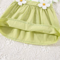 Vestido De Verano Para Bebé Niña Con Pétalos De Algodón Corto Con Mangas Y Tirantes Doble Capa Estilo Cute Para Niñas De 0 a 3 Años - details 6