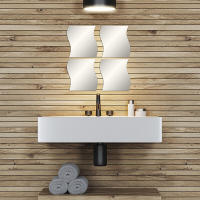 TENDANCE Set de 4 Espejos Cuadrado Redondo Estrella Corazon Hexagonal Adhesivos Decoración para Pared hogar Color Plateado - details 25