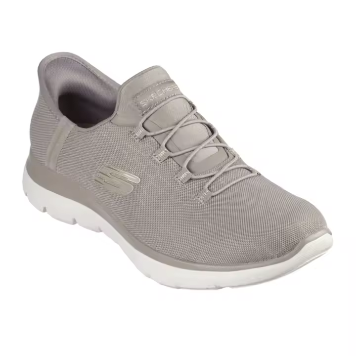 Deportivos Skechers Slip-Ins Summits - Classy Nigh Fabricado En Malla Brillante Con Estampado Serpiente Para Mujer Color Taupe Beige - 1