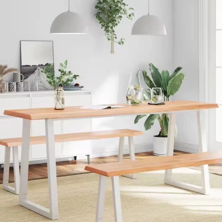 vidaXL Tablero mesa madera tratada borde natural marrón 180x40x(2-4)cm - 1