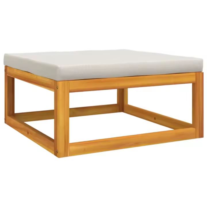 vidaXL Reposapiés jardín madera maciza acacia con cojines Taupé, Gris claro, Verde Conjunto Terraza Muebles Jardín Exterior Juego de Muebles de jardín Mueble Jardín Exterior Muebles de Salon Exterior - 1