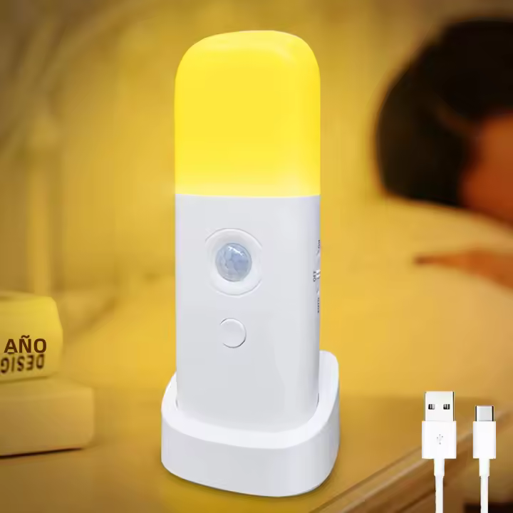 Lámpara Nocturna Sensor De Movimiento USB Recargable LED Portátil Para Habitación De Niños Y Dormitorio Iluminación Dimmable - 1