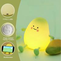 Luz Nocturna De Silicona Mango Con Función De Timer Recargable Por Tipo-C Luz Suave Protección Ocular Regalo De Vacaciones O Cumpleaños Para Niños Y Adultos - details 4