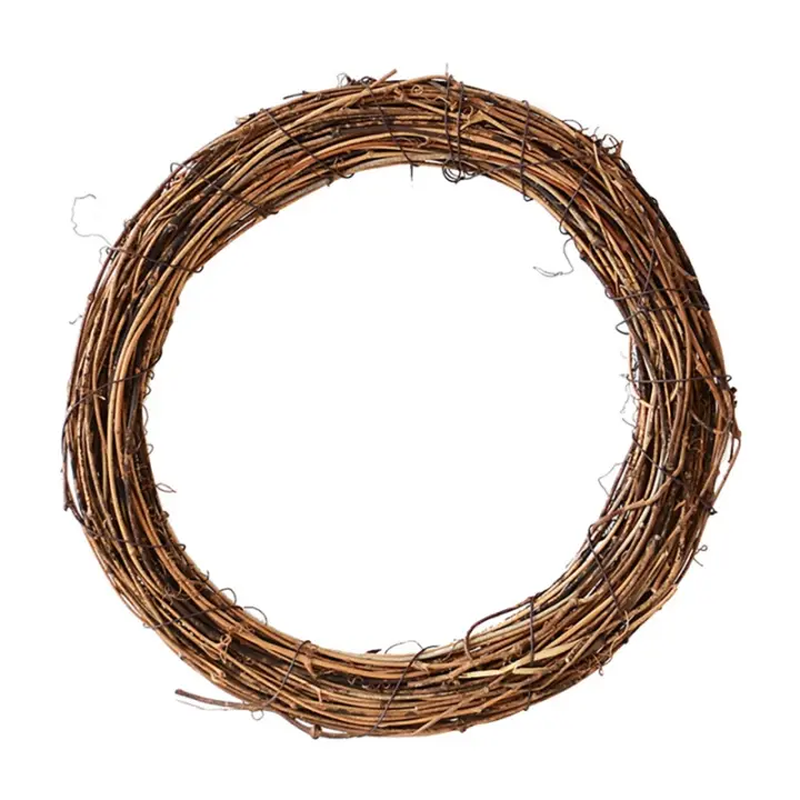 1 Pc Guirnalda De Rattan Seco Natural Para Decoración De Navidad Halloween Y Pascua Arco Iris Redondo Duradero Para Colgar En Puerta O Pared - 1