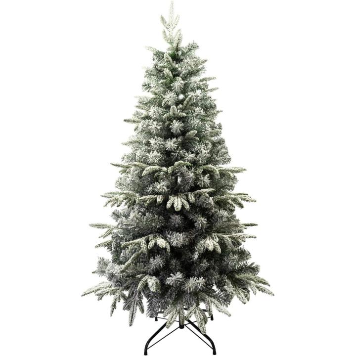 MEJORADA Árbol de Navidad Automontable Flocado con Copos de Nieve Abeto Nevado 150-210cm C/Soporte Metálico