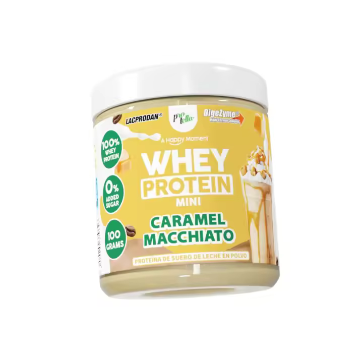 Proteína de Suero de Leche Whey Protein Caramel Macchiato100g | 80% de Proteína de Alta Calidad | Enriquecida con DigeZyme® para una Óptima Digestión | Sin Azúcares Añadidos ni Aceite de Palma | PROTELLA - 1