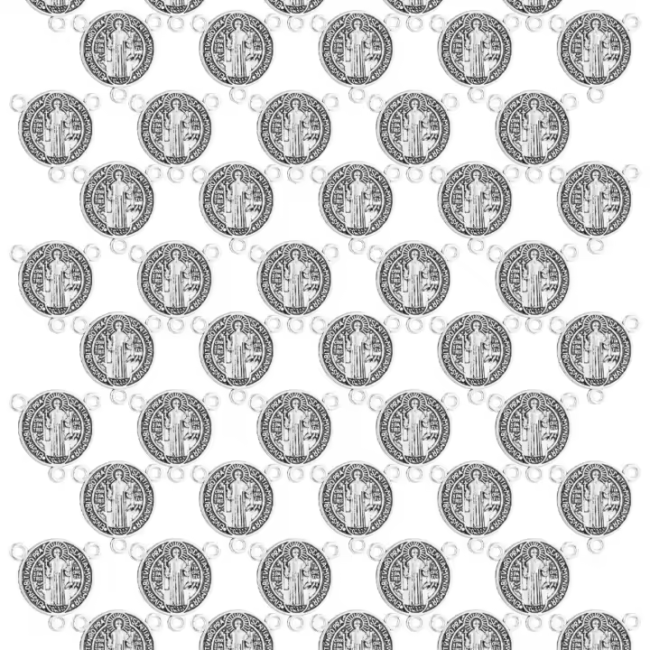 10Pcs Centros De Rosario De Metal Con San Benito Para Exorcismo Accesorios DIY CSPB Medal Connector Para Joyería Católica - 1