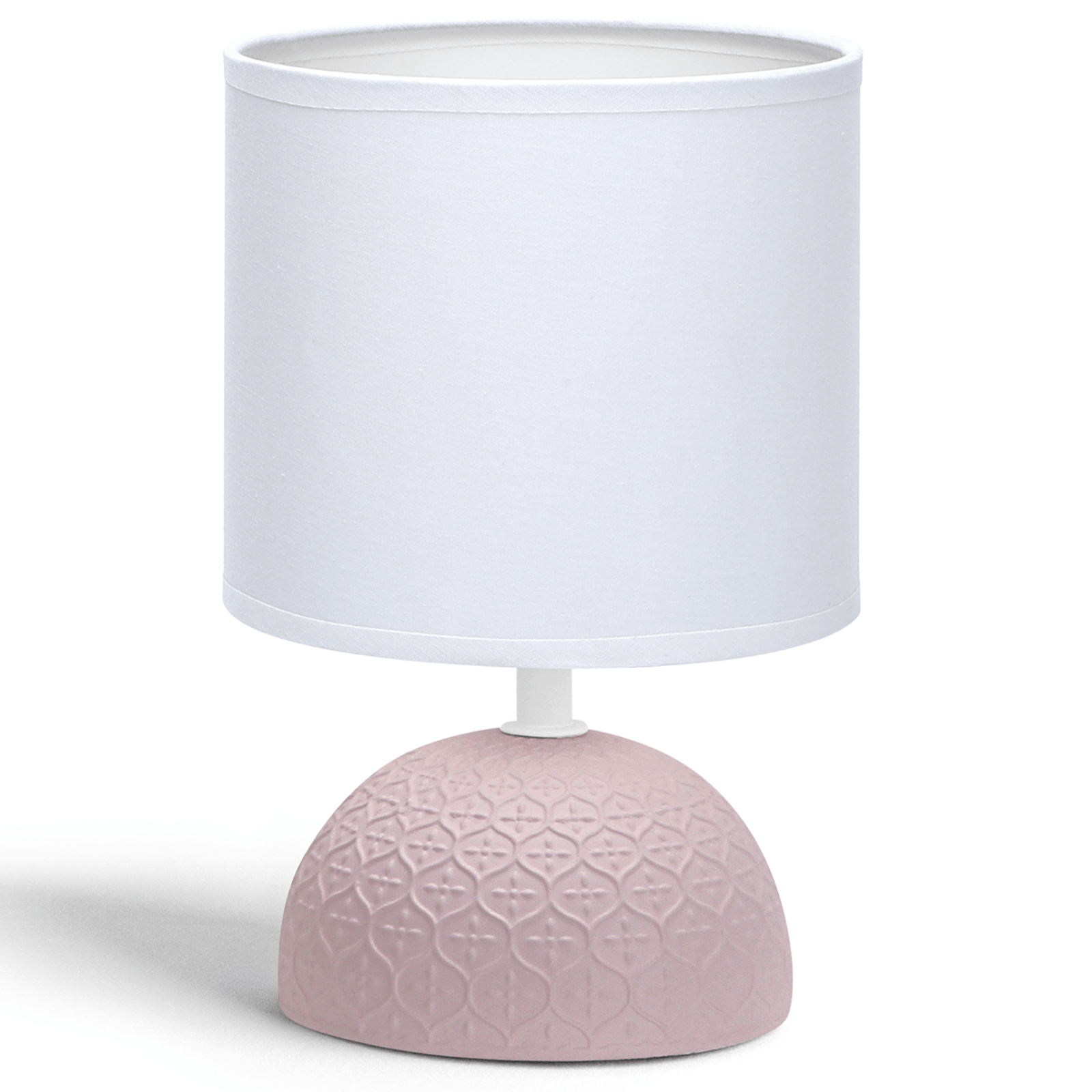 Aigostar Lámpara de cerámica de mesa, semioval azul, cuerpo de diseño sencillo color azul, pantalla de tela color blanco, casquillo E14. Perfecta para el salón, dormitorio o recibidor.