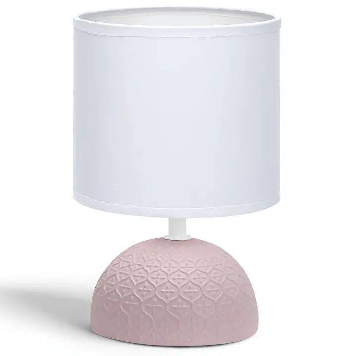 Aigostar Lámpara de cerámica de mesa, semioval azul, cuerpo de diseño sencillo color azul, pantalla de tela color blanco, casquillo E14. Perfecta para el salón, dormitorio o recibidor. - 1
