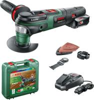 Bosch AdvancedMulti 18 - Multiherramienta a batería con maletín (1 batería 18V, cargador, plato lijador delta, set de hojas de lija, 2x hojas de sierra, empuñadura adicional, Sistema 18 V, 2,5 Ah) - details 0