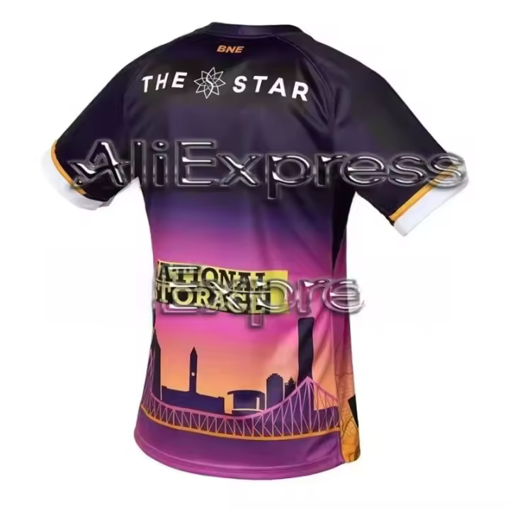 Camiseta De La Brisbane Broncos 2025 Con Mangas Cortas Para Hombres Y Mujeres Ropa Unisex Transpirable Y De Secado Rápido Estilo De Calle Motociclista - 1