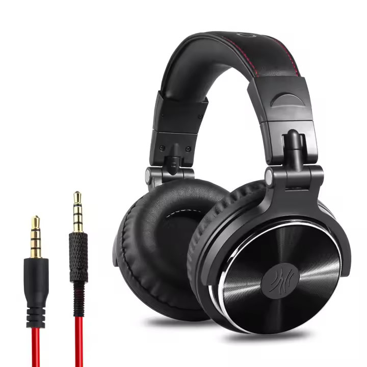 Auriculares supraurales con cable y controlador de 50 mm (Negro y Rojo) - 1