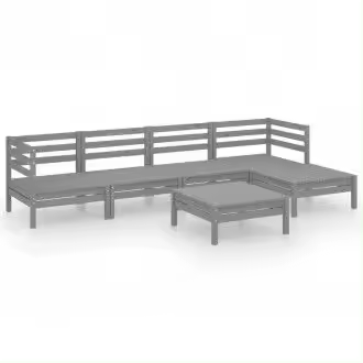 VIDAXL 3082684 conjunto de muebles para exterior hechos de madera de pino con acabado gris vida xl - 1