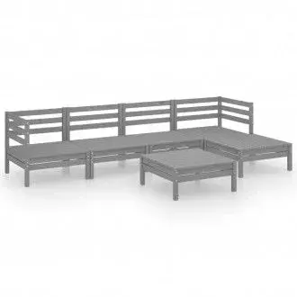 VIDAXL 3082684 conjunto de muebles para exterior hechos de madera de pino con acabado gris vida xl - 1
