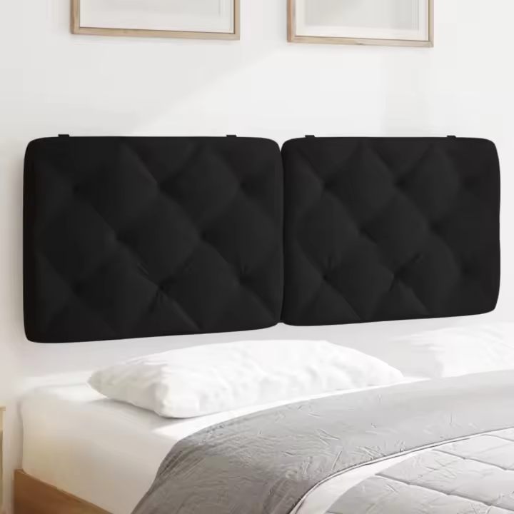 Cabecero de cama acolchado terciopelo negro 140 cm - 1
