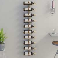 vidaXL Botellero de pared para 10 botellas metal en color Negro/Blanco/Dorado - details 2