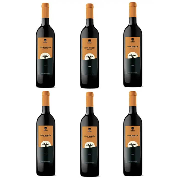 Deliex - 6 botellas de Vino de mesa Tinto Joven Cepa Rincón - Caja de Vino de Mesa 6 x 75 cl - 1